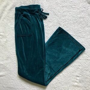 Beta House vintage y2k  teal velvet track pants with elastic waist and pockets